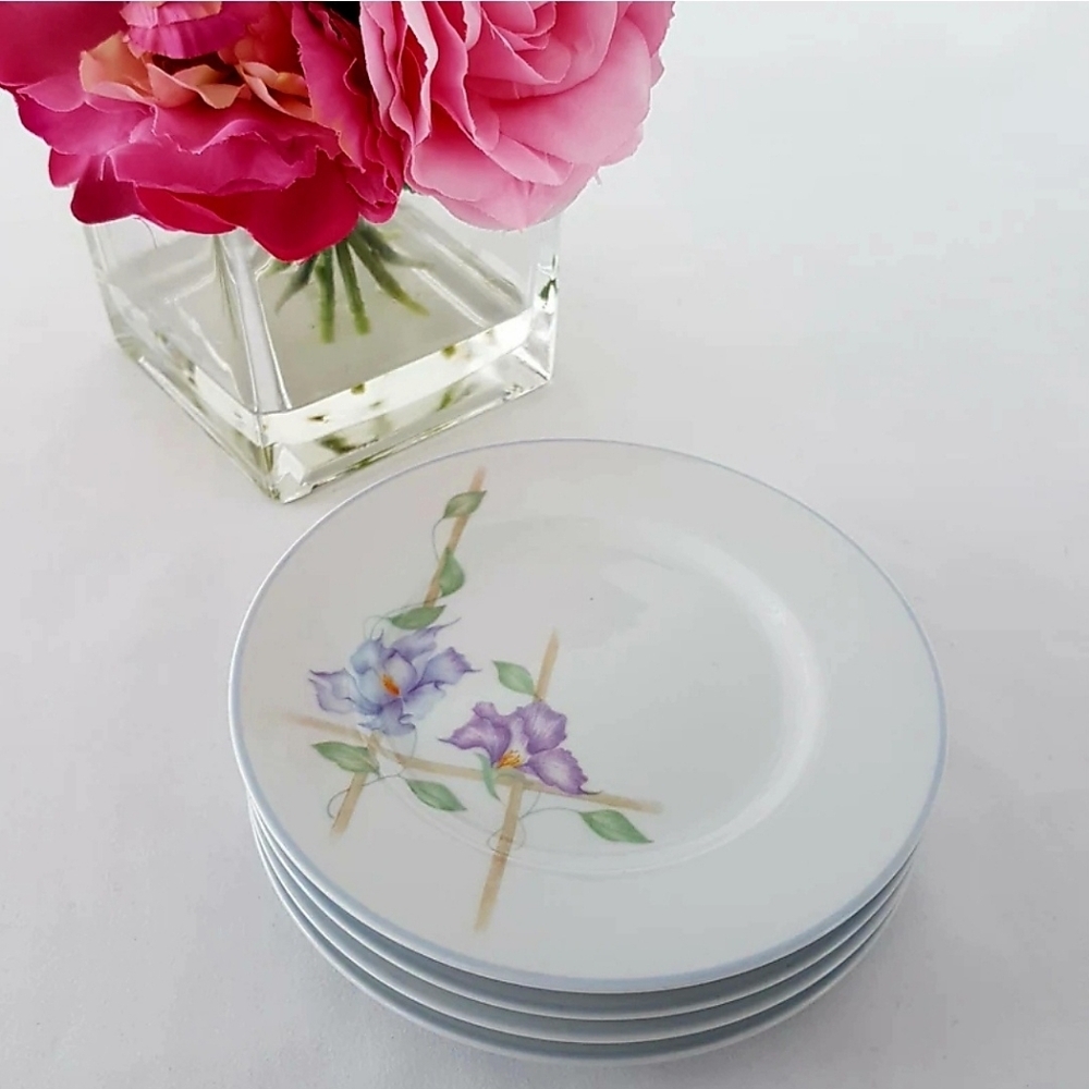 Denby Harmony Side Plates - Vintage Pastel Floral Porcelain Set of 4